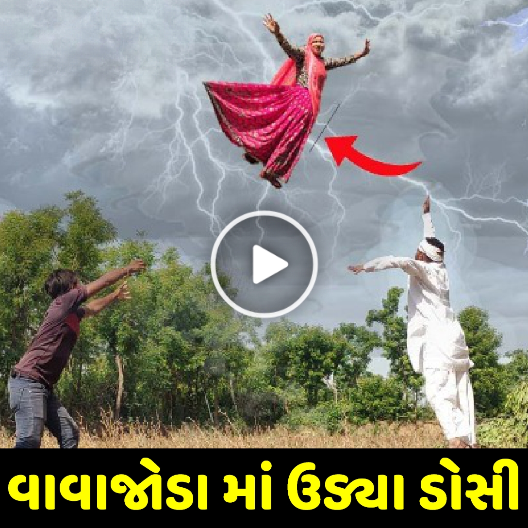 વાવાજોડા માં ઉડ્યા ડોસી, જુઓ વીડિયો